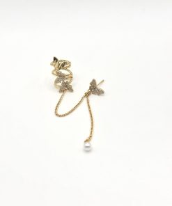 Ear cuff Butterfly con pendente perla
